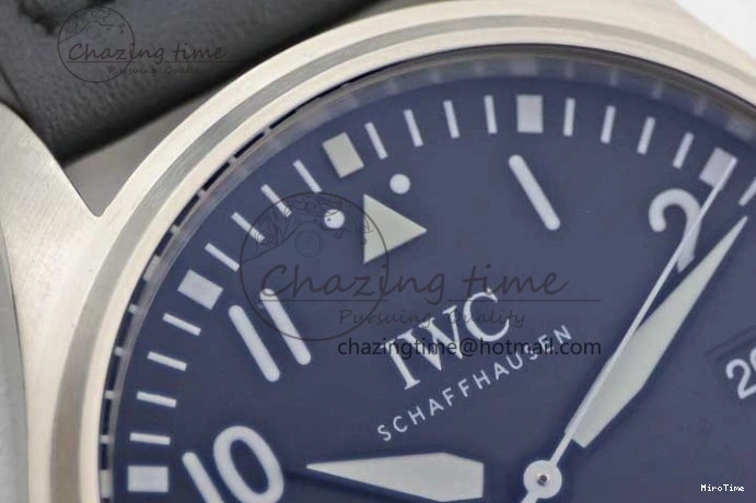 MIROTIME 0122 Vibrant Mark XVIII IW327001 SS M+F 1:1 Best Edition Black Dial on Black Leather Strap A 7055